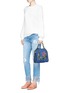 Front View - Click To Enlarge - STELLA MCCARTNEY - 'Falabella' mini embroidered eco denim two-way chain tote