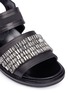 Detail View - Click To Enlarge - MARNI - 'Fussbett' embellished crepe satin trim leather sandals