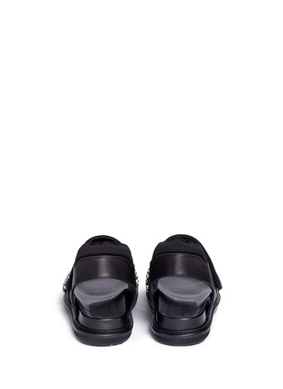 Back View - Click To Enlarge - MARNI - 'Fussbett' embellished crepe satin trim leather sandals