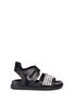 Main View - Click To Enlarge - MARNI - 'Fussbett' embellished crepe satin trim leather sandals