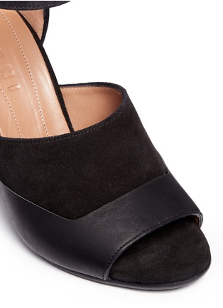 Detail View - Click To Enlarge - MARNI - Embellished heel suede and leather sandals
