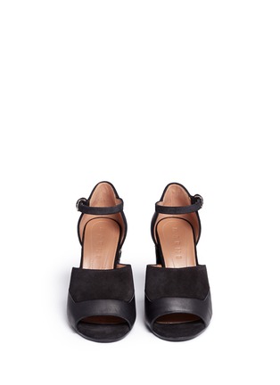 Front View - Click To Enlarge - MARNI - Embellished heel suede and leather sandals