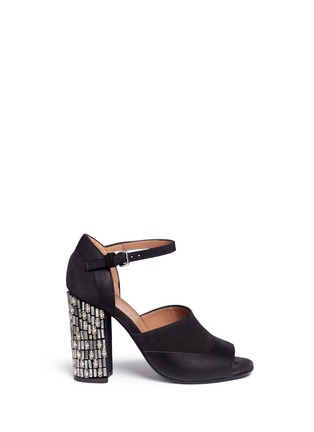 Main View - Click To Enlarge - MARNI - Embellished heel suede and leather sandals