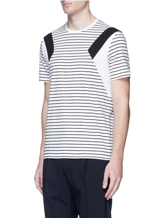 Front View - Click To Enlarge - NEIL BARRETT - 'Modernist' panel stripe cotton T-shirt