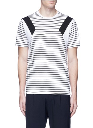 Main View - Click To Enlarge - NEIL BARRETT - 'Modernist' panel stripe cotton T-shirt