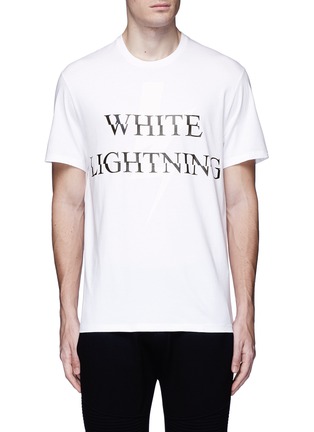 Main View - Click To Enlarge - NEIL BARRETT - 'WHITE LIGHTNING' thunderbolt print T-shirt