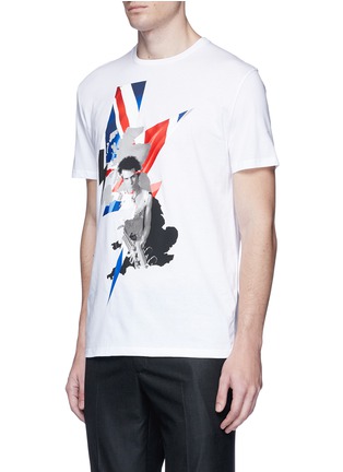 Front View - Click To Enlarge - NEIL BARRETT - Portrait thunderbolt print cotton T-shirt