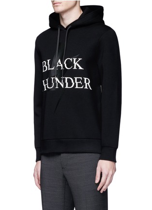 Front View - Click To Enlarge - NEIL BARRETT - 'BLACK THUNDER' thunderbolt print hoodie