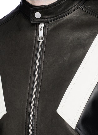 Detail View - Click To Enlarge - NEIL BARRETT - 'Retro Modernist' panel leather racer jacket