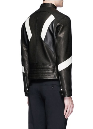 Back View - Click To Enlarge - NEIL BARRETT - 'Retro Modernist' panel leather racer jacket