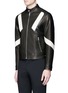 Front View - Click To Enlarge - NEIL BARRETT - 'Retro Modernist' panel leather racer jacket