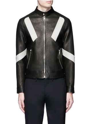 Main View - Click To Enlarge - NEIL BARRETT - 'Retro Modernist' panel leather racer jacket