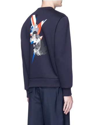 Back View - Click To Enlarge - NEIL BARRETT - Portrait thunderbolt hybrid print neoprene sweatshirt