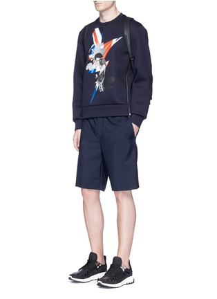 Figure View - Click To Enlarge - NEIL BARRETT - Portrait thunderbolt hybrid print neoprene sweatshirt