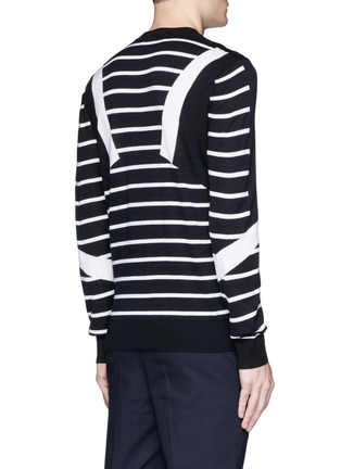 Back View - Click To Enlarge - NEIL BARRETT - 'Retro Modernist' stripe intarsia wool sweater