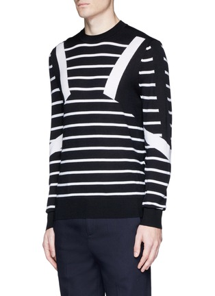 Front View - Click To Enlarge - NEIL BARRETT - 'Retro Modernist' stripe intarsia wool sweater