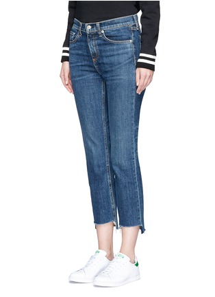 Front View - Click To Enlarge - RAG & BONE - '10 Inch Stove Pipe' staggered hem cropped jeans