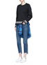 Figure View - Click To Enlarge - RAG & BONE - '10 Inch Stove Pipe' staggered hem cropped jeans