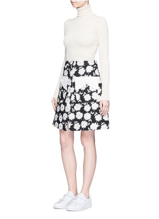 Figure View - Click To Enlarge - CHICTOPIA - Button front floral jacquard skirt