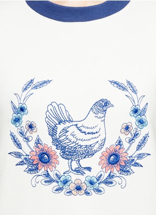 Detail View - Click To Enlarge - CHICTOPIA - Hen and floral embroidered sweatshirt