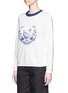 Front View - Click To Enlarge - CHICTOPIA - Hen and floral embroidered sweatshirt