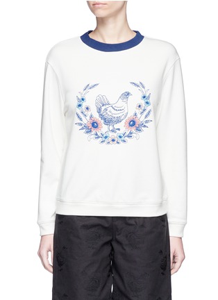 Main View - Click To Enlarge - CHICTOPIA - Hen and floral embroidered sweatshirt