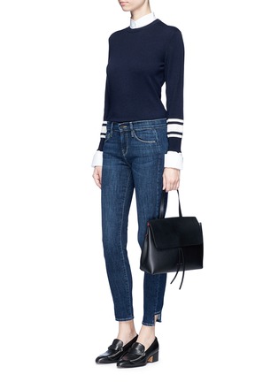 Figure View - Click To Enlarge - FRAME - 'Le Skinny de Jeanne' staggered cuff cropped jeans