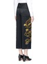 Back View - Click To Enlarge - MS MIN - Sequin dragon embroidery cropped satin pants