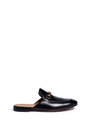 Main View - Click To Enlarge - GUCCI - Horsebit leather slide loafers
