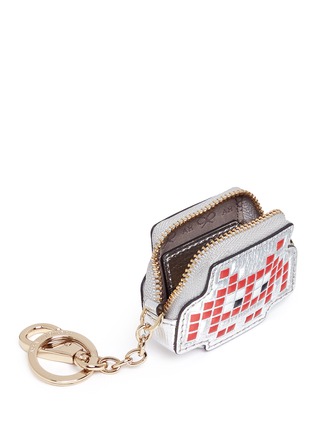 Detail View - Click To Enlarge - ANYA HINDMARCH - 'Space Invaders' embossed metallic leather coin pouch