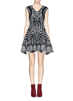 Main View - Click To Enlarge - RVN - 'Warrior' jacquard flare dress
