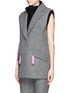 Front View - Click To Enlarge - ALEXANDER WANG - Contrast zip puller felt sleeveless coat