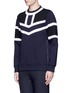 Front View - Click To Enlarge - NEIL BARRETT - Tricolour panelled side zip sweatshirt