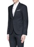 Front View - Click To Enlarge - NEIL BARRETT - Slim fit diamond jacquard chalk stripe wool suit
