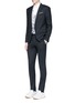 Figure View - Click To Enlarge - NEIL BARRETT - Slim fit diamond jacquard chalk stripe wool suit