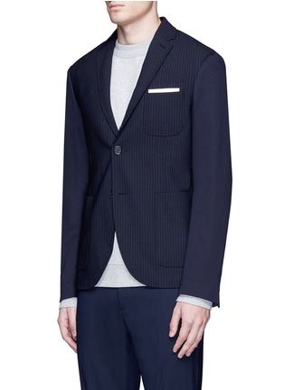 Front View - Click To Enlarge - NEIL BARRETT - Slim fit pinstripe front jersey blazer