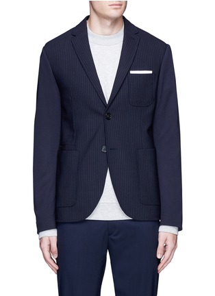 Main View - Click To Enlarge - NEIL BARRETT - Slim fit pinstripe front jersey blazer