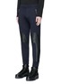 Front View - Click To Enlarge - NEIL BARRETT - Faux leather panel bonded jersey biker jogging pants