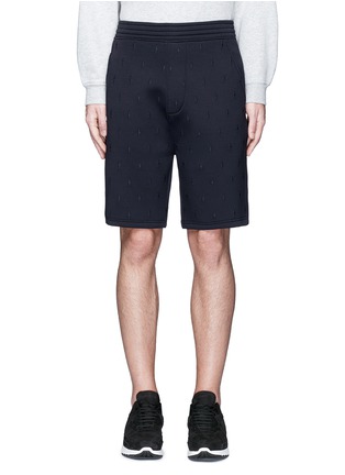 Main View - Click To Enlarge - NEIL BARRETT - Thunderbolt embroidery bonded jersey shorts
