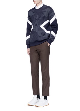 Figure View - Click To Enlarge - NEIL BARRETT - Camouflage pinstripe panelled sweatshirt