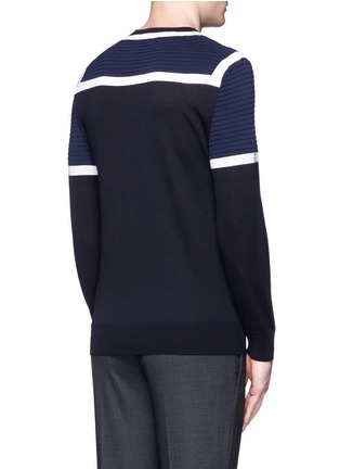 Back View - Click To Enlarge - NEIL BARRETT - Shoulder panel Merino wool sweater