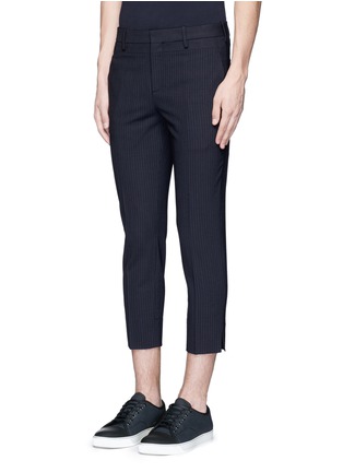 Front View - Click To Enlarge - NEIL BARRETT - Pinstripe wool blend cropped pants