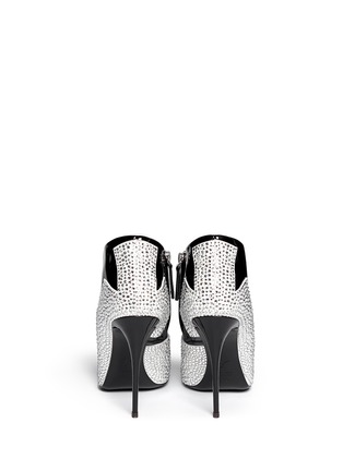 Back View - Click To Enlarge - 73426 - 'Yvette' strass zigzag suede panel patent leather booties