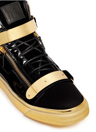 Detail View - Click To Enlarge - 73426 - 'Coby London' leather velvet combo high-top sneakers