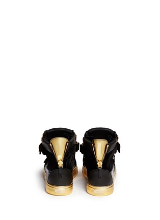 Back View - Click To Enlarge - 73426 - 'Coby London' leather velvet combo high-top sneakers