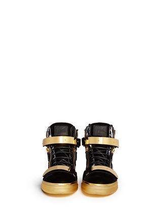 Figure View - Click To Enlarge - 73426 - 'Coby London' leather velvet combo high-top sneakers
