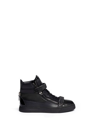 Main View - Click To Enlarge - 73426 - 'London' Swarovski crystal strap high-top leather sneakers