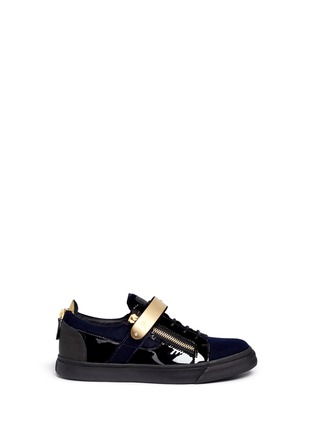 Main View - Click To Enlarge - 73426 - 'London' leather velvet combo low top sneakers