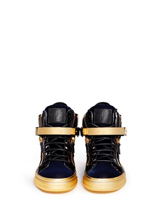 Figure View - Click To Enlarge - 73426 - 'Coby London' leather velvet combo high top sneakers