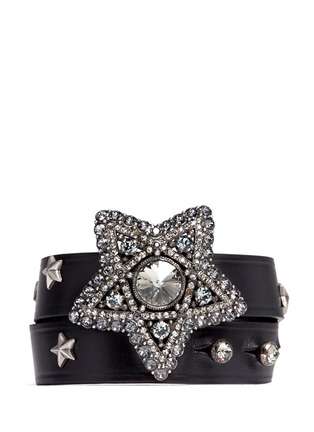 Main View - Click To Enlarge - LANVIN - Crystal star leather wrap bracelet